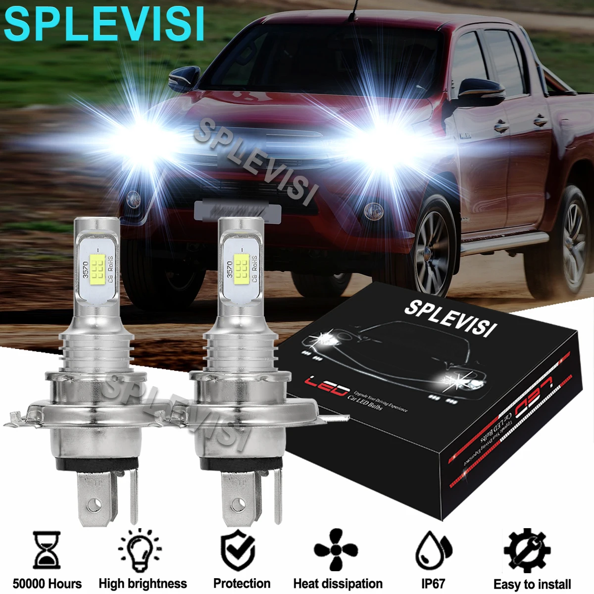 

2x LED Headlight Bulbs 6000K White For Toyota Hilux 1995-2016 Mini One Cooper R56 2006-2013 NISSAN LEAF 2010 2011 2012-2017