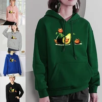 hooded hoodies women fabric avocado cat pattern solid basic sweatshirts quality jogger pullovers unisex long sleeve 2022