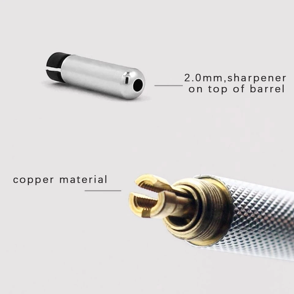 5pcs/set Metal Mechanical Pencil 0.5/0.7/0.9/1.3/2.0mm Art Drawing Design HB Leads Copper and Stainless Steel Materials - купить по