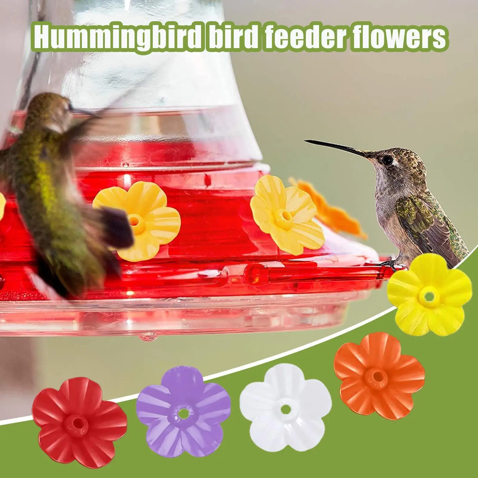 

Flowers Shape Hummingbird Feeder Plastic Replacement Handhold Seed Creative Feeding Port Bird Drinker Hummingbird Ports V6F2
