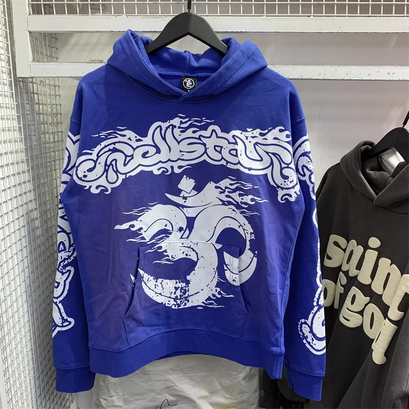 

Y2K Hellstar Blue винтажная Спортивная толстовка с эффектом потертости в масштабе 1:1
