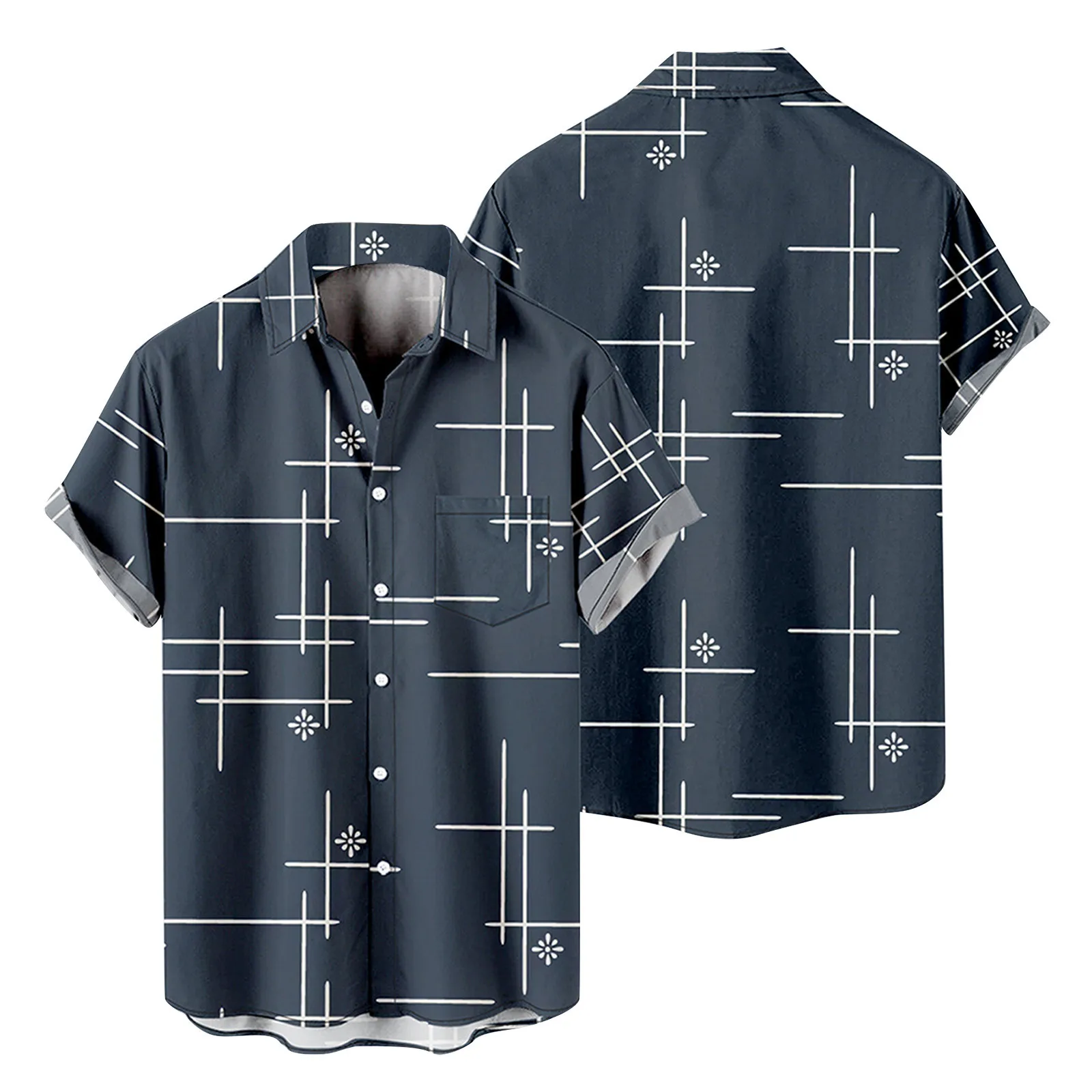 

Adult Diaper Shirt Mens Fashion And Leisure 3D Digital Printing Buckle Lapel Short Sleeve Shirt Top Blue Long Sleeve Shirt Men