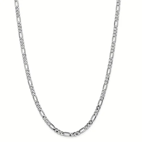 

14k Figaro Chain 5mm 14k White Gold Necklace Women Men Jewelry Strong Solid Clasp Gift with Lobster Plated Clasp - 20"