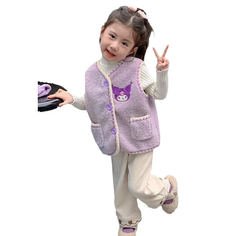 Жилет Sanrios для девочек Kuromi детский осенне-зимний мультяшный аниме-фигурка Kawaii