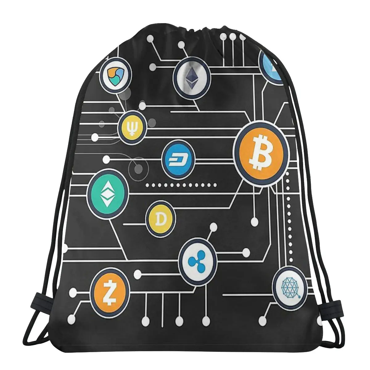 

Cryptocurrency Bitcoin Virtual Currency Drawstring Bags Travel Waterproof Storage Organize Bundle Pocket Rope Bag