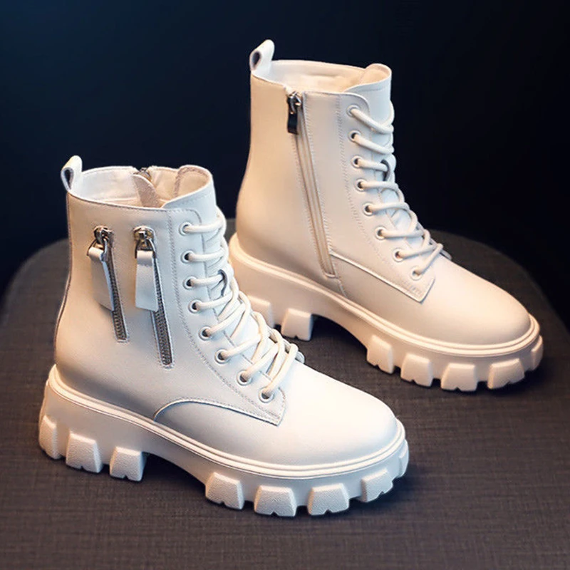

2022 Winter New Fashion British Style Thick Soled Boots Women's Round Head Side Zipper Waterproof Shoes Warm and Versatile