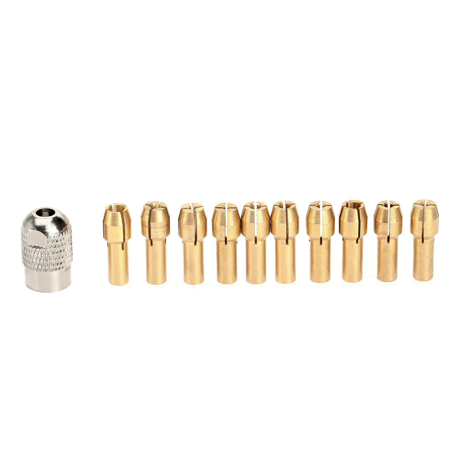 

11pcs/kit 8 x0.75 Mill Shaft Screw Nut Cap 180W + 0.5mm-3.2mm Brass Dremel Collet Drill Chucks 4.3mm Shank Dremel Rotary Tools