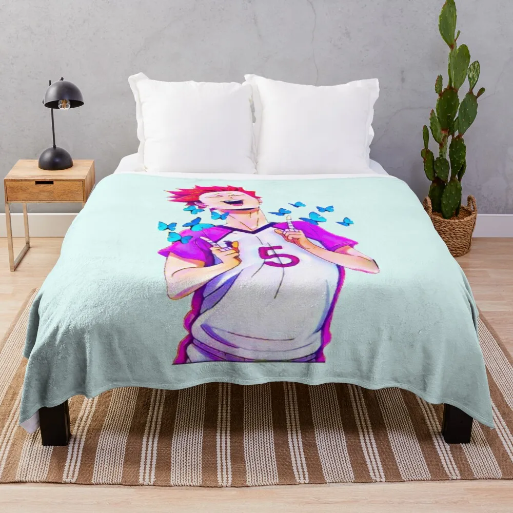 

Tendou satori blue butterfly Haikyuu Throw Blanket Sofa blanket custom blankets soft blanket fluffy shaggy warm bed fashionable