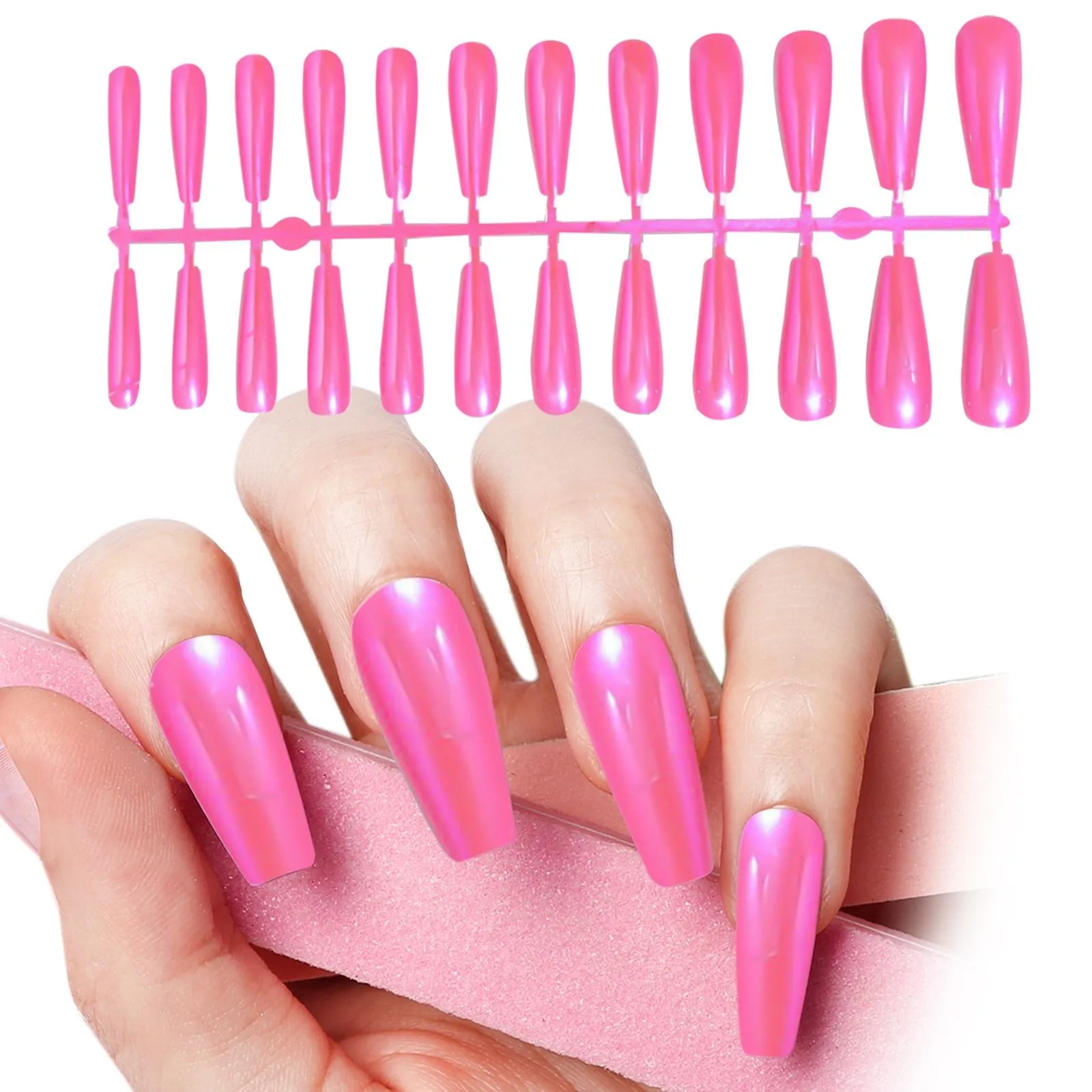 

24 шт., накладные ногти с гальваническим покрытием