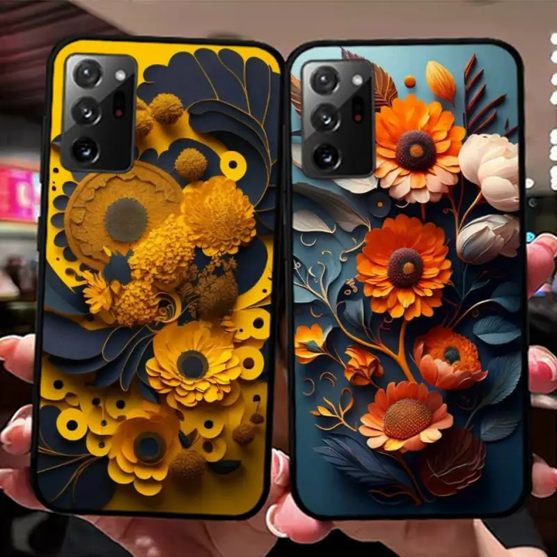 

Relief Flower 3D Emboss Phone Case For Samsung Note 8 9 10 20 pro plus lite M 10 11 20 30 21 31 51 A 21 22 42 02 03