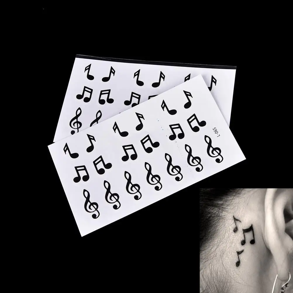 

1pcs Black Musical Note Music Tatto Flash Tatoo Fake Arm Fake Temporary Tattoo Sticker Waterproof Women Art