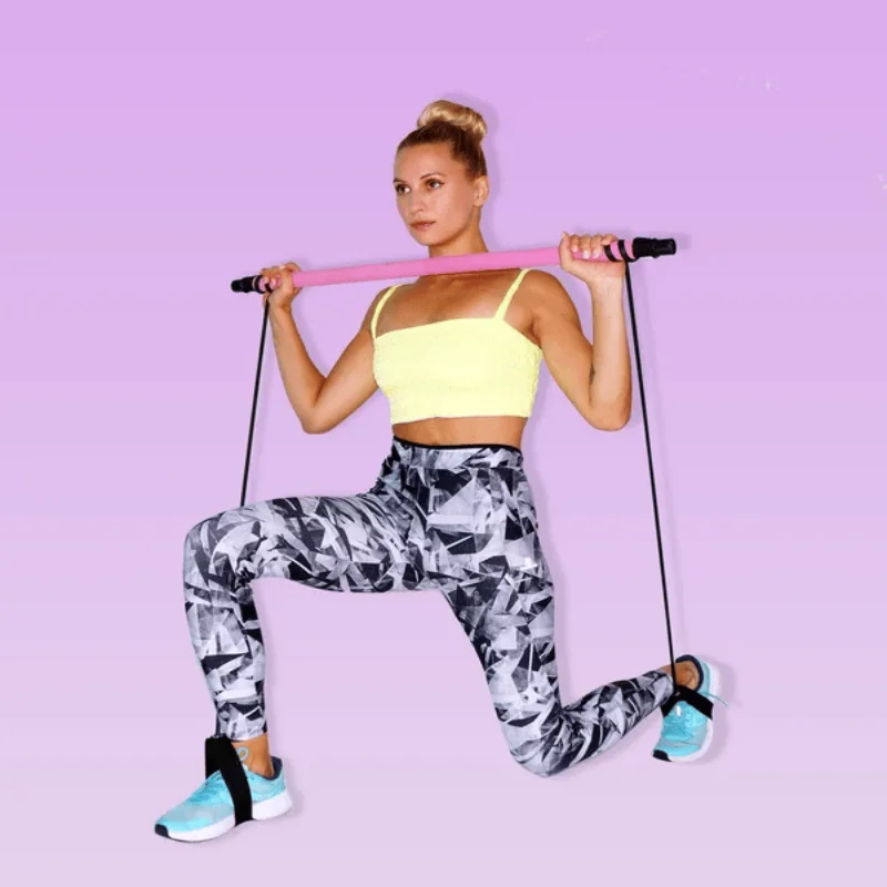 

Multi-Functional Pilates Bar Fitness Yoga Pull Rods Exerciser Pilates Portable Gym Resistance Band Trainer Elastic Rope Pedal