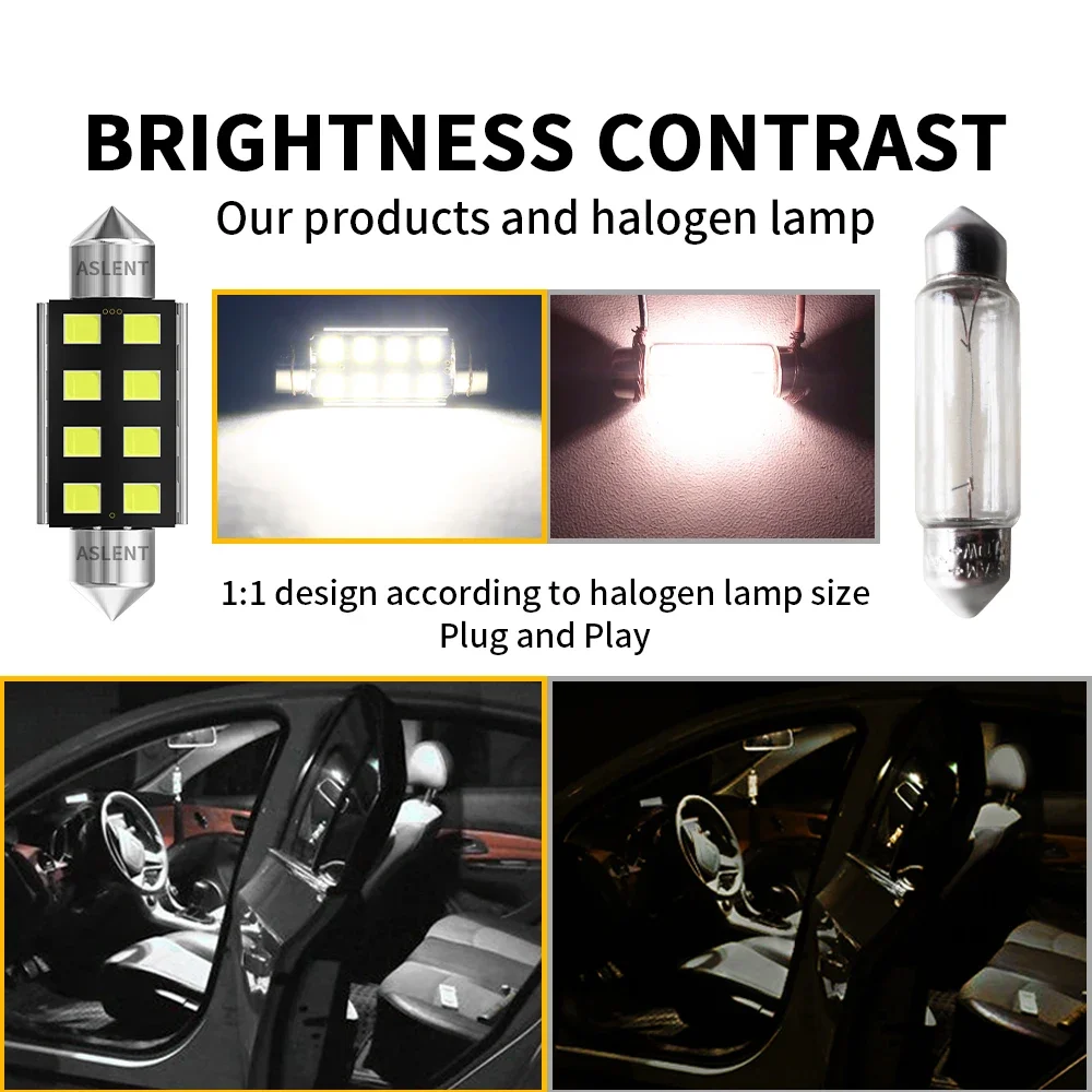 10X Festoon 8 Smd LED 31 мм 36 39 41 CANbus C5W Led ERROR FREE 5630 5730 Интерьер Читание Белый 6000K 12V Лампы