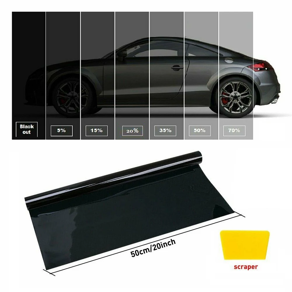 

1 Roll 50cm X 1m 5/15/35/50 Percent VLT Window Tint Film Glass Sticker Sun Shade Film for Car UV Protector Foils Stickers Films