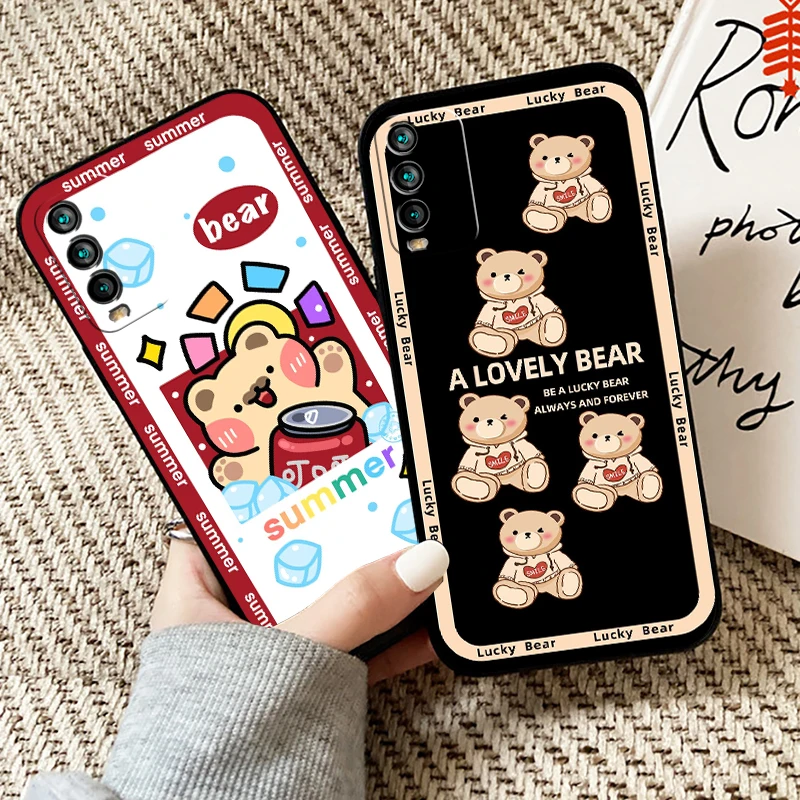 

Cartoon Cute Bear For Redmi 9T Phone Case For Xiaomi Redmi 9T Funda Carcasa Soft Black Back Silicone Cover