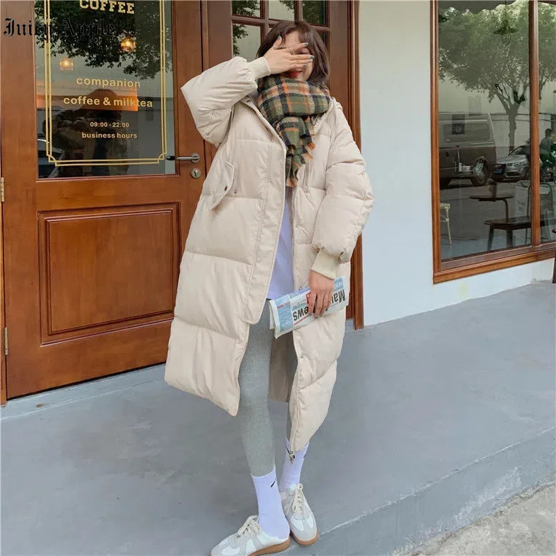 Long Parkas Autumn Winter Jacket Women Thicken Warm Solid Coats Streetwear Casual Loose Outerwear Fashion 2022 Female Clothing