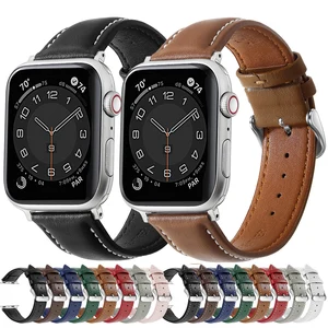 Ремешок из натуральной кожи для Apple Watch Band, браслет для iwatch 3 5 SE 6 7 8 Ultra, 49 мм 45 мм 41 мм 44 мм 40 мм