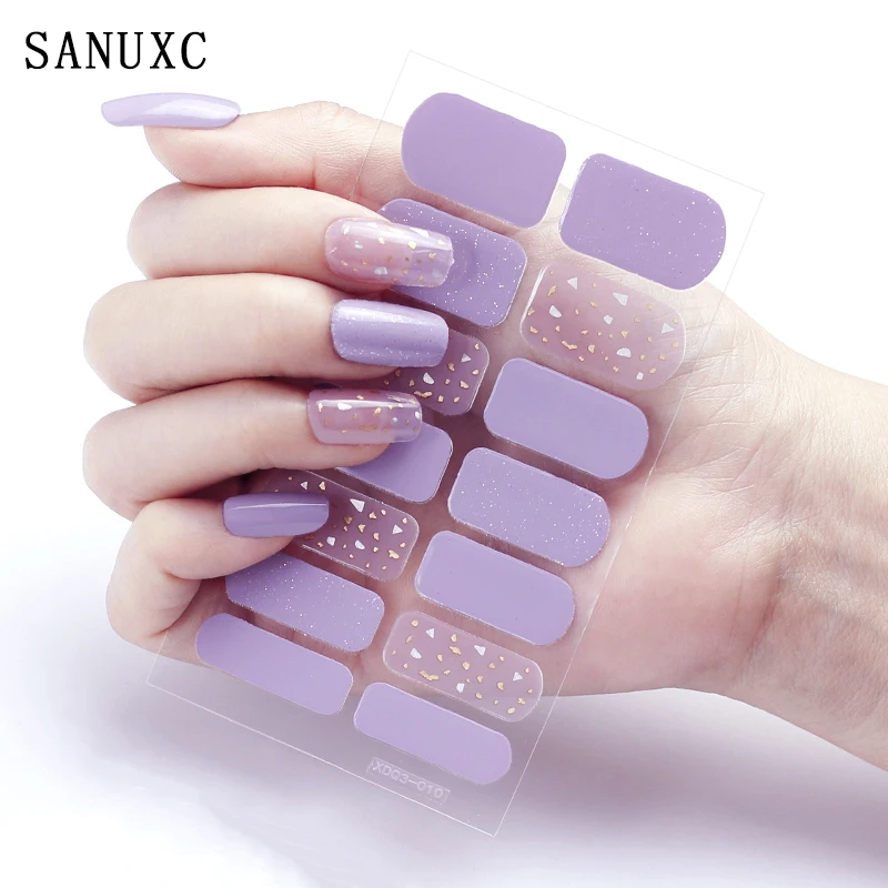 Shiny Purple Nail Sticker High Quality Nail Polish Stickers for Women Girls Self Adhesive 3D Decor Stickers for Nail Charms