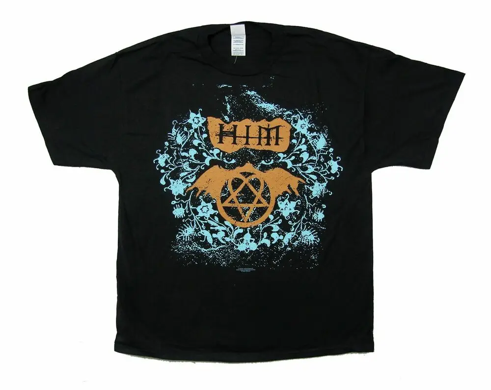 

HIM Ville Eyes Flower Logo Black T Shirt New (XL)