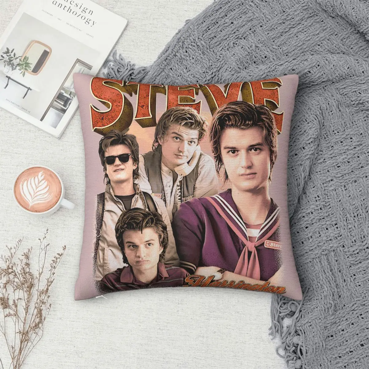 Фото Квадратная наволочка Steve Harrington Cool Guy из полиэстера, льна и бархата, креативная декоративная наволочка на молнии для дивана/кресла №4