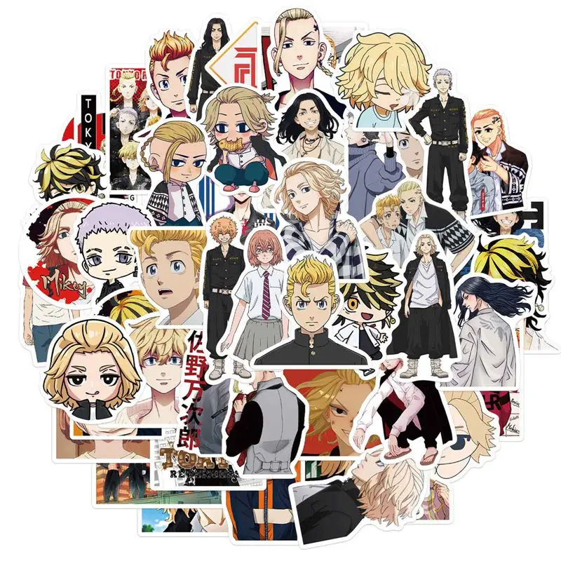 

50Pcs Anime Tokyo Revengers Stickers Cartoon Anime Graffiti Laptop Luggage Skateboard Hand Account Decoration Stickers kids Toy