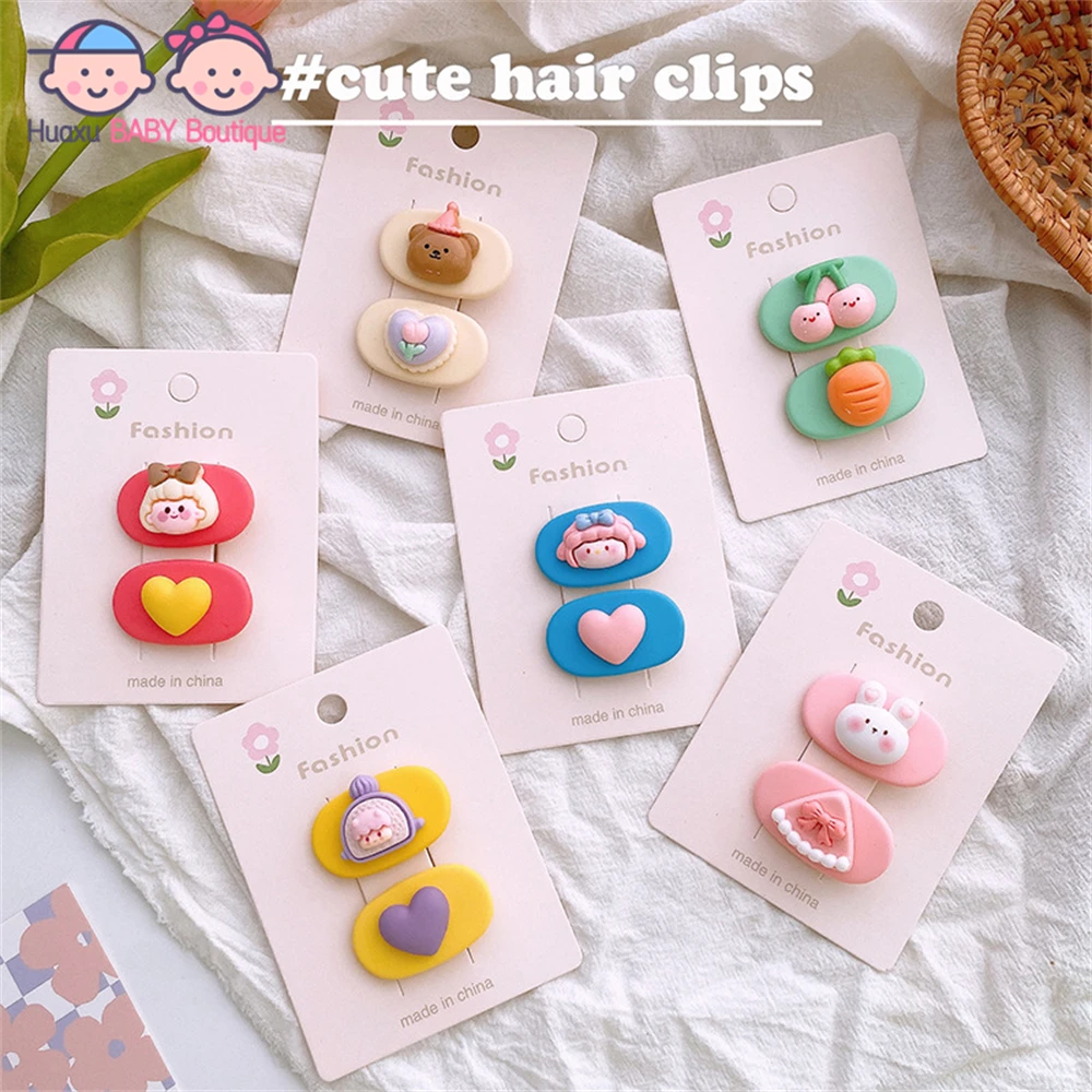

2pcs Korean Cartoon Candy Color Hair Clips Cute Resin Hair Clip for Baby Children Barrettes Headwear Girls Kids Hair Accessories