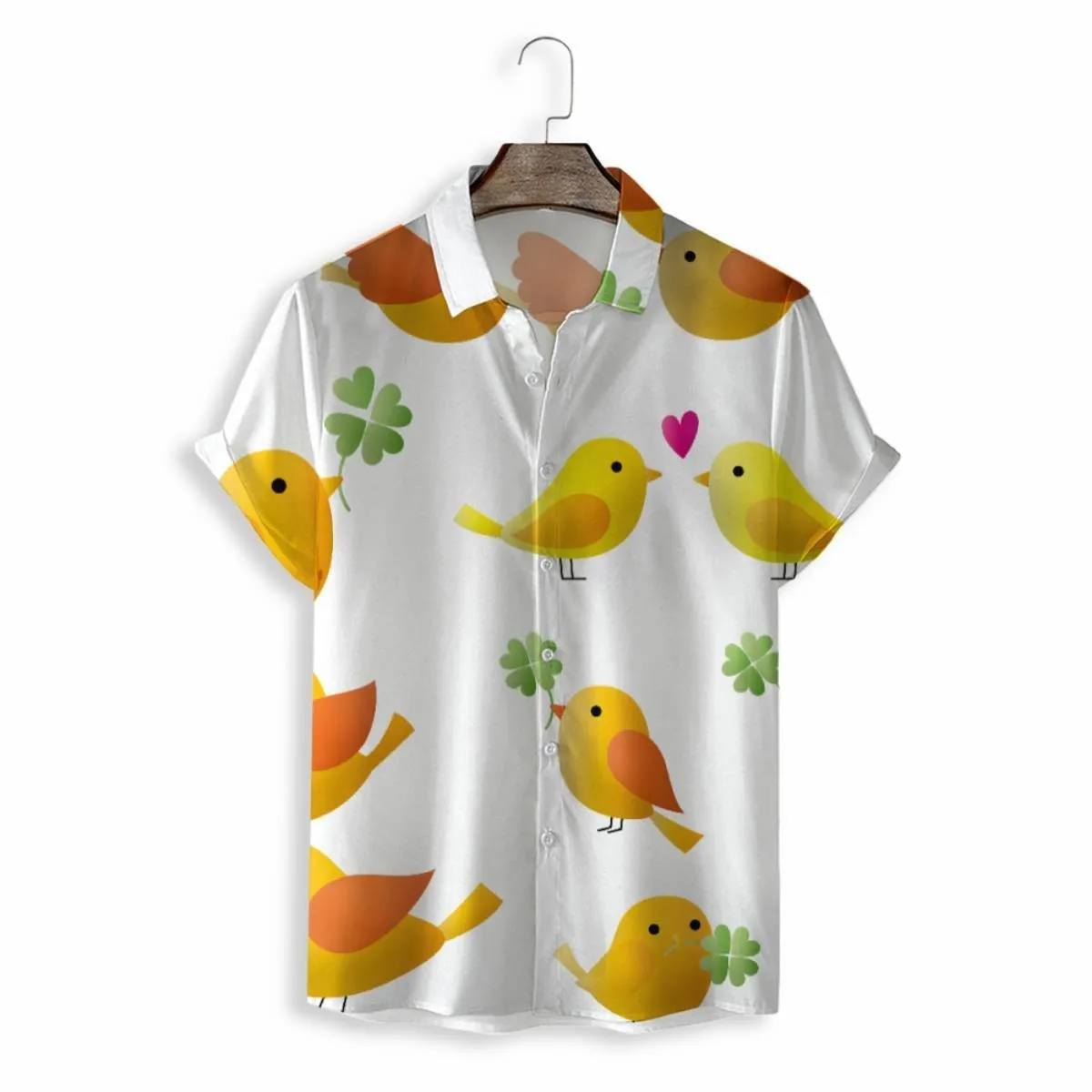

Men's St Patrick's Day Little Bird Clover Men's Casual Short Sleeve Shirt