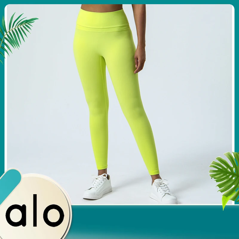 

ALO YOGA 2022 Spring and Summer New Double-sided Tight Yoga Pants High Waist Fitness Women's Ninth Pants Running Sports Pants