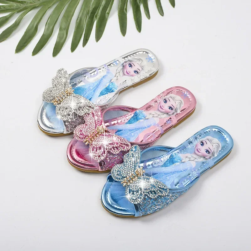 Босоножки и тапочки для девочек Disney Эльза летние Нескользящие с мягкой подошвой
