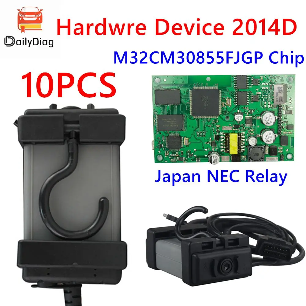 

10Pcs Full Chips DICE 2014D JapanNECRelays 1:1 Design Green PCB M32CM30855FJGP Chip DICE PRO OBDII Diagnostics Scanner for VOLVO