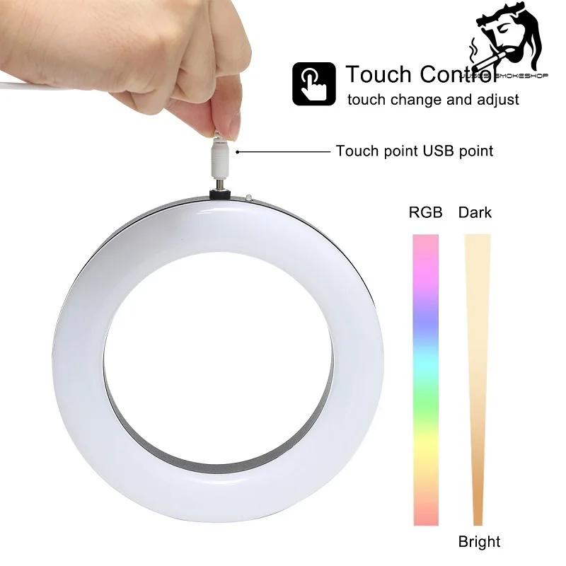 

JUSES' SMOKESHOP Hot Selling Boutique Cool LED Multicolor Ring Light Smoking Accessories Remote Control Hookah Decorative Light