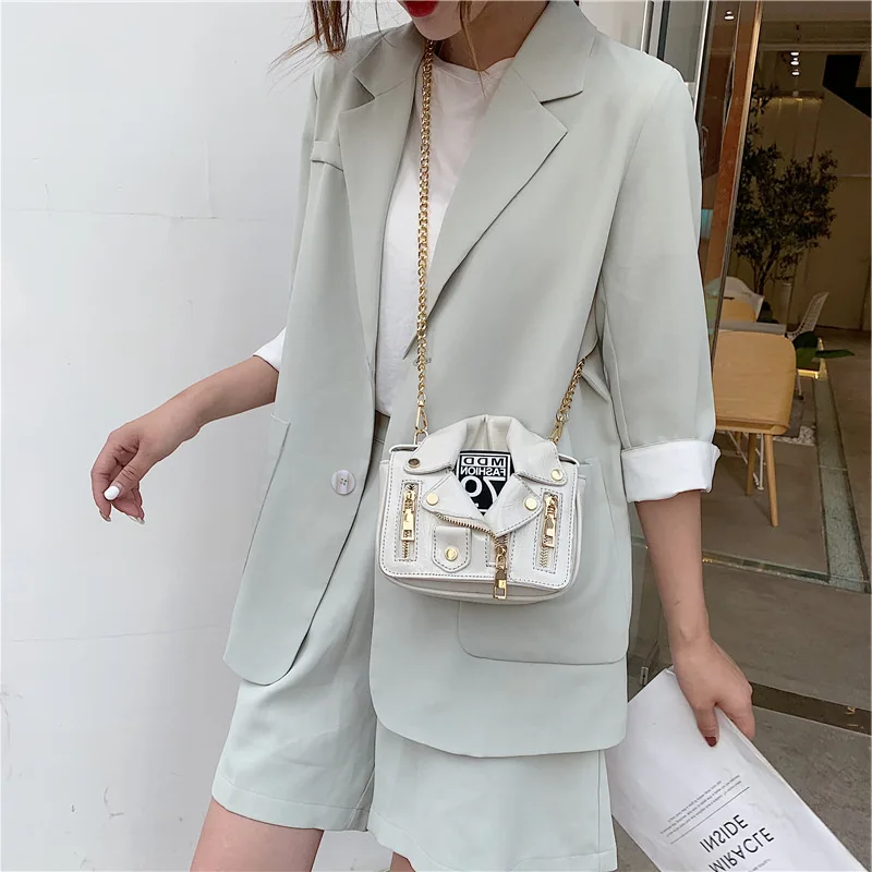 Lapel Uniform Zipper Bag Women's Crossbody Bag Personalized Tote Bag Soft Leather Clothes Funny Bag Girl New Shoulder