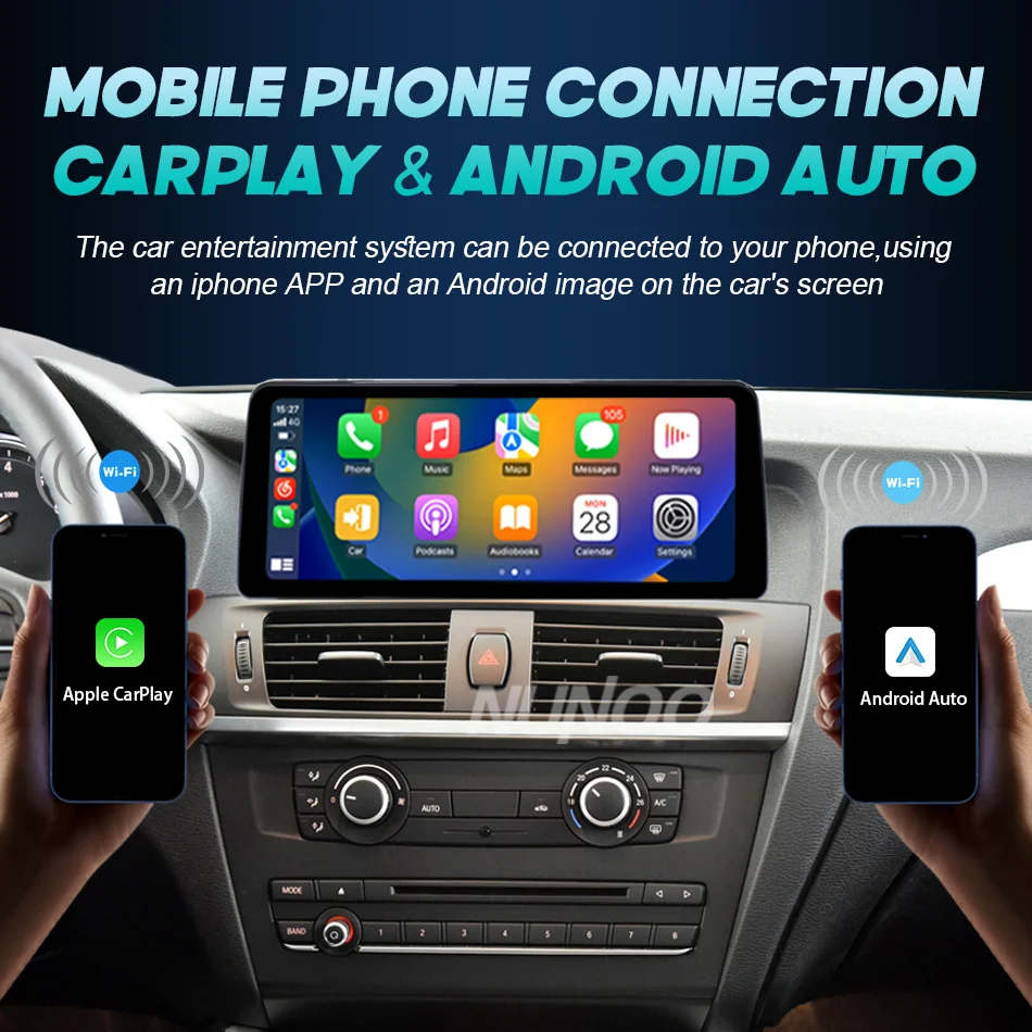 Фото Беспроводной экран с поддержкой CarPlay и Android Auto для BMW X5 E70, X6 E71, E72 2006-2013, автомобильная мультимедийная система, радио, мультимедийный плеер, авторадио на базе Linux. №3