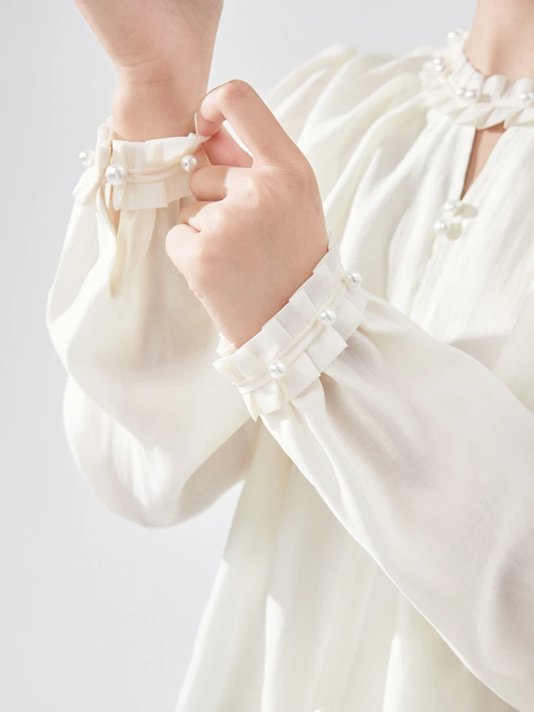 Qiushuiren элегантная шифоновая рубашка во французском стиле осень 2024 новая женская