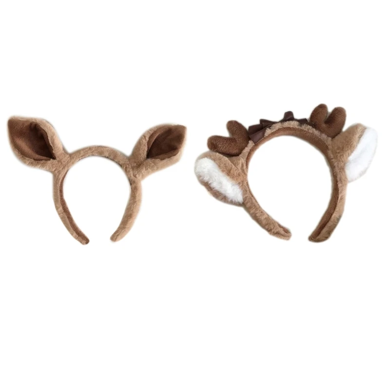 

Lady Reindeer Ear/Antler Headband Plush Hairband Girl Comic Shows Clothing Accs