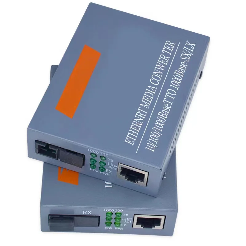 Gigabit Fiber Optic Transceiver HTB-GS03-AB Pair 10/100/1000Mbps External Single Mode Single Fiber 3KM Media Converter