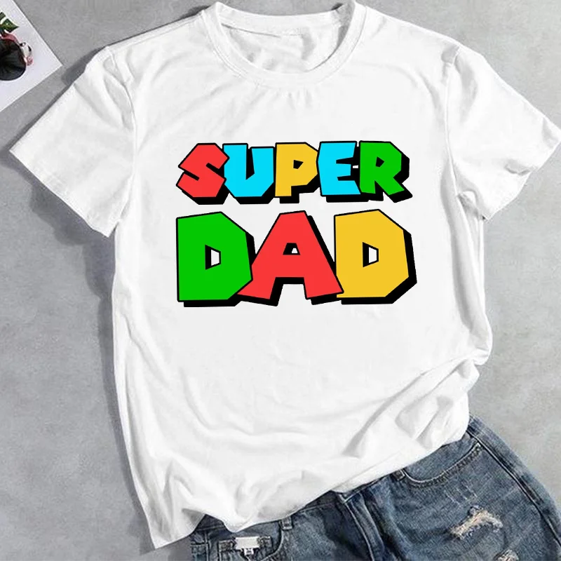 

Mens Fathers Day Gift T-Shirt Funny SUPER DAD Graphic Tee Dad Birthday Retro Daddy Top Father's Tshirt Streetwear Harajuku Tops