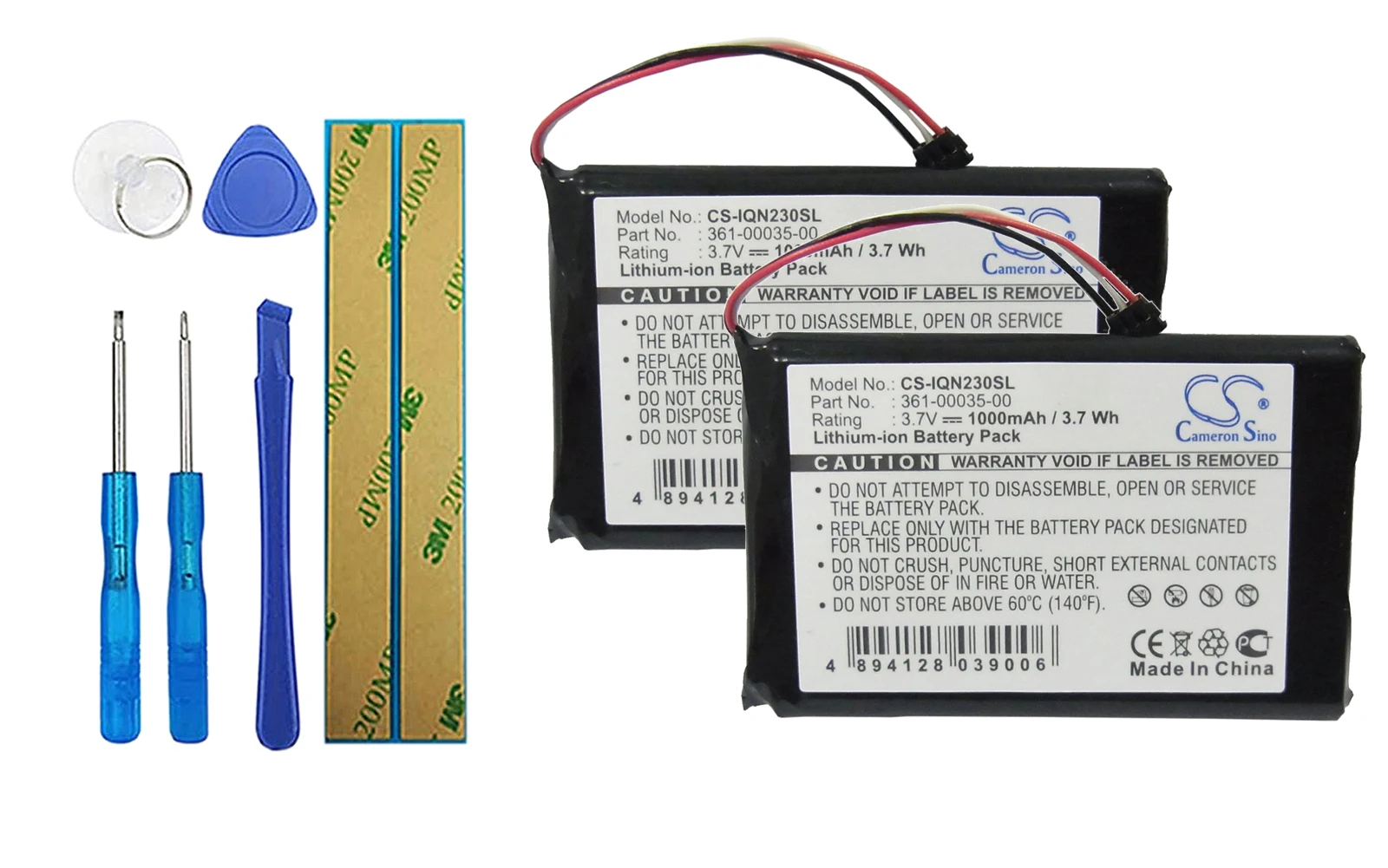 

2pack 1000mA Battery for Garmin Edge Touring Plus, Edge Touring+, Nuvi 2300 361-00035-00, 361-00035-02