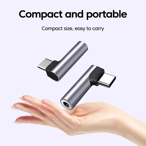 Адаптер для наушников типа C, аудиоразъем с разъемом 3,5 мм 90 °   Локтевой конвертер для наушников типа C «папа» на адаптер «мама» 3,5 мм