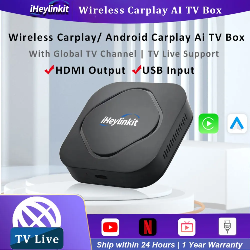 

iHeylinkit Wireless CarPlay Dongle Android Auto Adapter Online TV Box Car Play Youtube Netflix for Toyota Mazda Audi VW Benz Ki