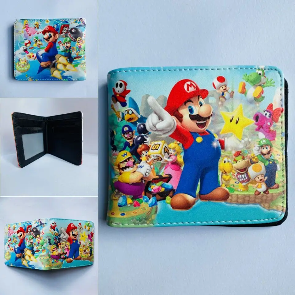 

New Super Mario PU Wallet Mario Brothers Luigi Bowser Yoshi Wario Anime Game Character Short Coin Purse Wallet Birthday Gifts