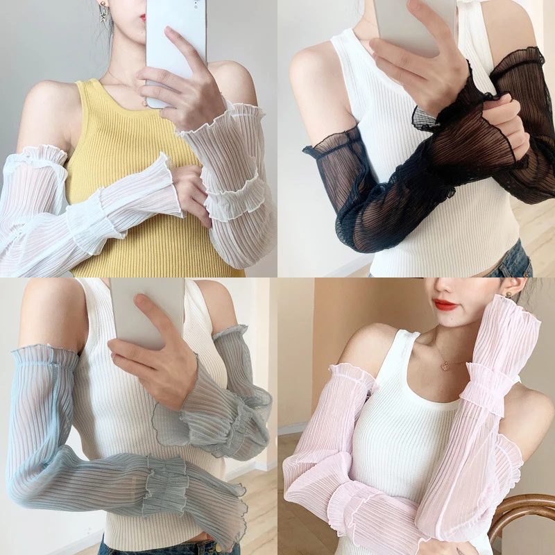 

Ice Silk Sleeve Gloves Sun Protection Arm Covers Outdoor Drive Anti-UV Summer Cool Ice Silk Sleeve Women Arm Hand Sleeves