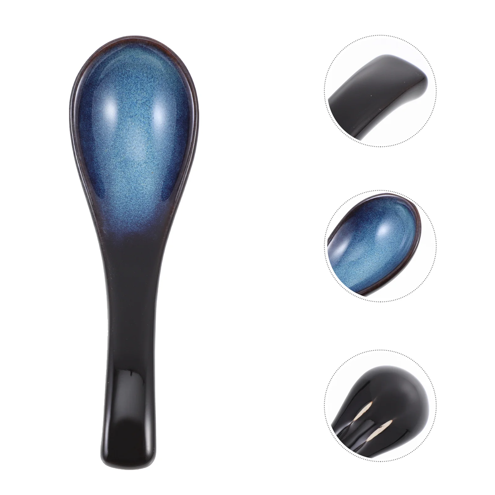

4 Pcs Japanese Retro Ceramic Spoons Rice Spoons Portable Spoons (Blue)