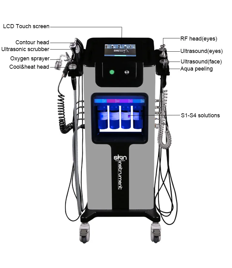 8 in 1 Hydrafacial Oxygen Jet Aqua Peel Machine Microdermebrasion Skin Rejuvenation Cryo Facial and Eye Lifting Beauty Tools |