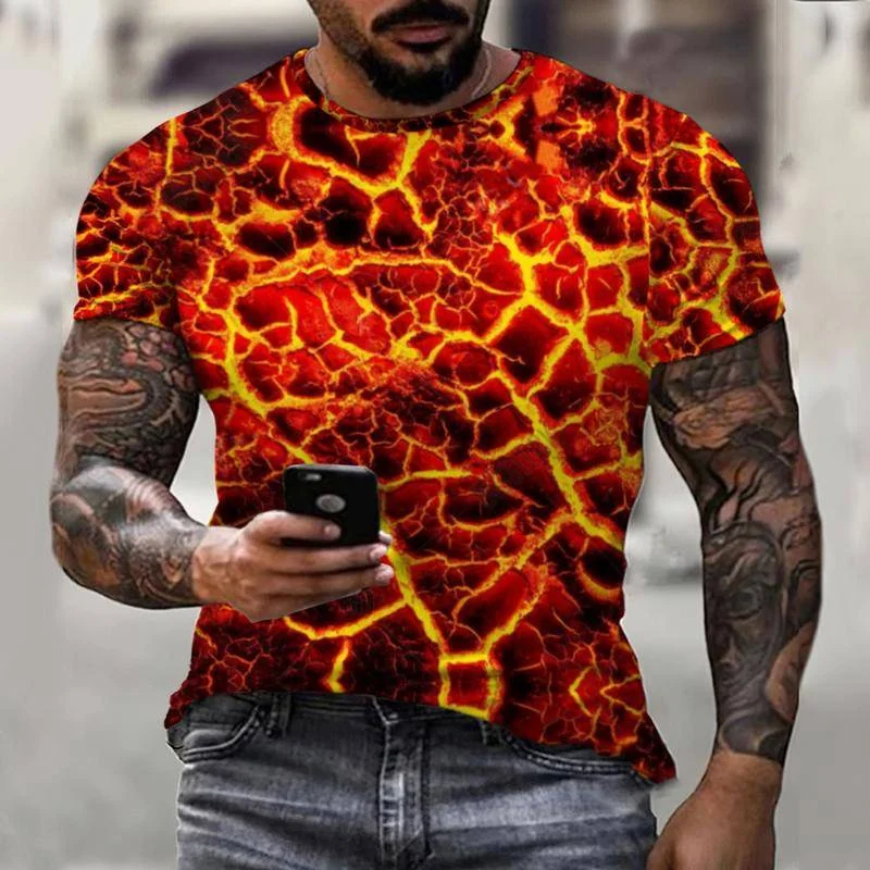 

Летняя Новинка Мужская футболка Lava Clear дробленая Лава лучи 3D печать абстрактный повседневный мужской модный топ с коротким рукавом