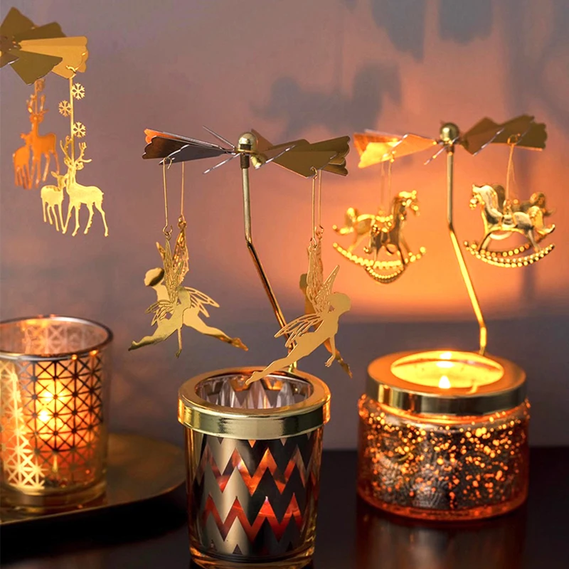 

Nordic Brass Candels Holder Luxury Rotating Cute Table Clear Candles Table Tabl Vases Wed Aesthetic Bougeoir Tealight Holder