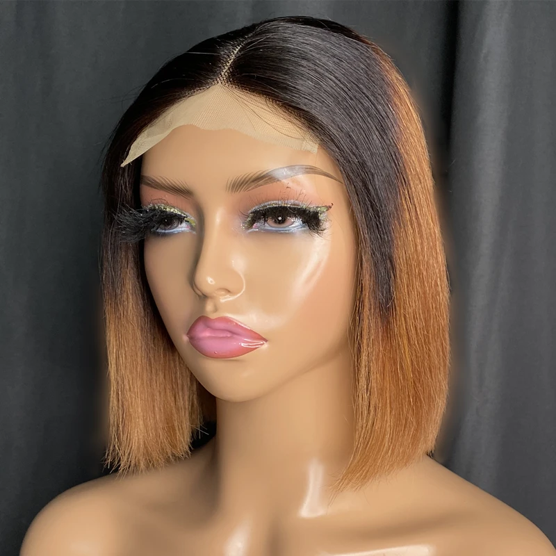 Парик из натуральных волос прямой боб кружевной парик Remy класс 4*4*1 текстура для