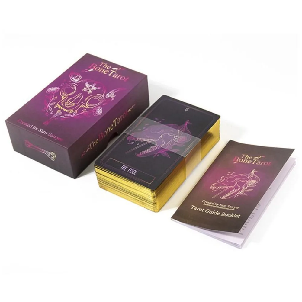 Колода Таро Bone размером 12x7 см с золотыми краями для карточных игр