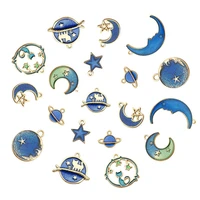 8pcs enamel charms moon star planet exquisite blue pendant set for jewlery making diy bracelet earrings necklace girls gift