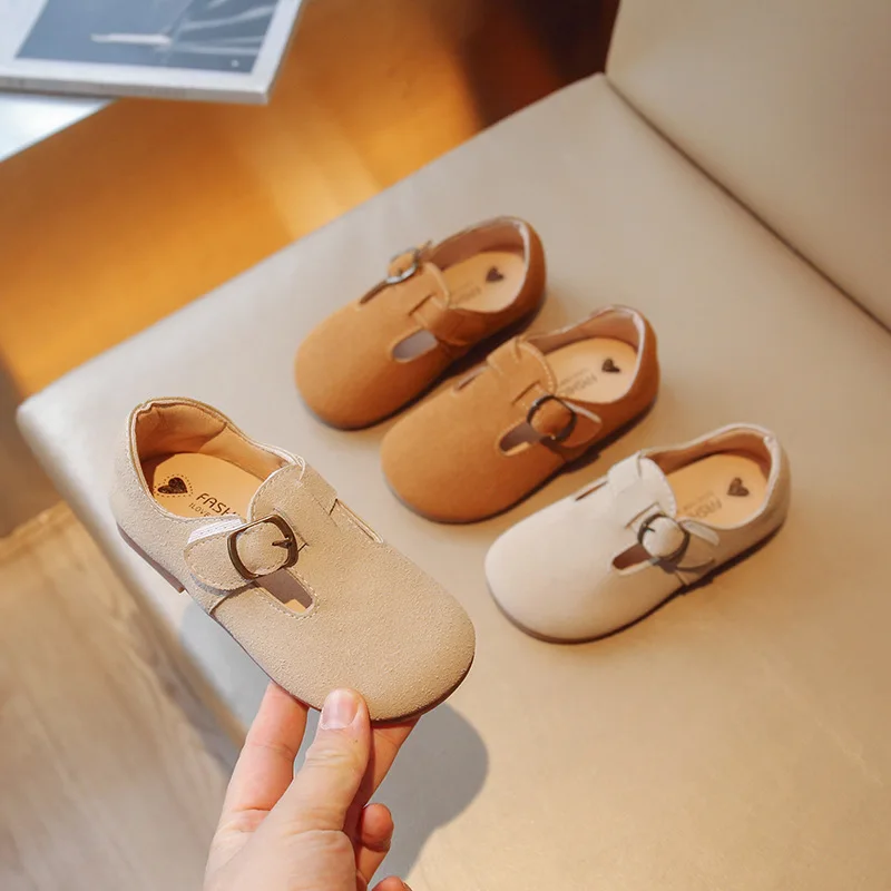 

Spring Autumn Kids Shoes Princess T Strap Leather Shoes for Girls Soft Soled Toddlers Mary Janes Korean Style Baby Children Flat